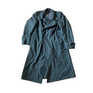 Men's Green Trench Coat Wool *Small Flaw* Pea Coat Winter Long‎ Size XL Overcoat